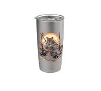 Japanese Samurai Cat Illustration Ninja Style Stainless Steel Insulated Tumbler