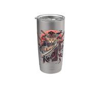 Japanese Samurai Cat Illustration Ninja Style Stainless Steel Insulated Tumbler