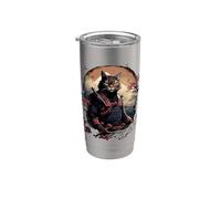 Japanese Samurai Cat Illustration Ninja Style Stainless Steel Insulated Tumbler