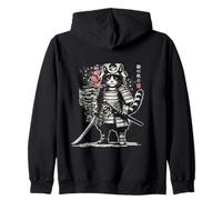 Japanese Samurai Cat Katana Warrior Anime Manga Zip Hoodie