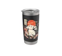Japanese Samurai cat Mountain & Cherry Blossom Japan Sun Stainless Steel Insulated Tumbler