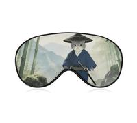 Japanese Samurai Cat Sleep Mask for Women Men, Breathable Soft Sleeping Mask Adjustable Eye Cover Light Blocking Eye Masks for Travel, Home, Office, Nap, Flights