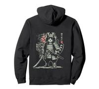 Japanese Samurai Cat Warrior Katana Ninja Green Pullover Hoodie