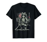 Japanese Samurai Cat Warrior Katana Ninja Green T-Shirt