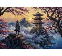 Japanese Samurai Cherry Blossom 1000 Piece Jigsaw Puzzle,Premium Cardboard,Educational Toy,Home Wall Decor Sakura,Gift Idea,Adults & Kids 14+,Impossible Challenge,Stress Relief 38x26cm