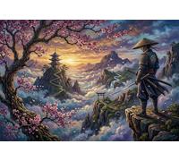 Japanese Samurai Cherry Blossom 500 Piece Wooden Jigsaw Puzzle,Wood,Gift Idea,Stress Relief Sakura,Impossible Challenge,Educational Toy,Home Wall Decor,Adults & Kids 14+ (52x38cm)