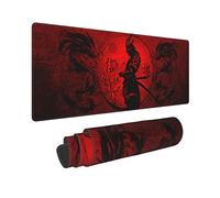 Japanese Samurai Cool Anime Red and Black Dragon Mouse Pad XL Extended Desk Mat, Non Slip Rubber Base Stitched Edge Gaming Pc Desktop Large Mice Pad,31.5 x 11.8 Inch