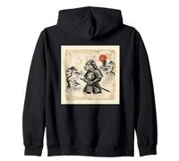 Japanese Samurai Dog Warrior Feudal Sunset Scene Zip Hoodie