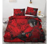 Japanese Samurai Duvet Cover Sets, Asian Oriental Dragon Bedding Double Bed Set 200x200 cm, Soft Reversible Microfiber Quilt Cover & 2 Pillowcases, Zipper Closure S-7