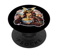 Japanese Samurai Eating Ramen Noodles Lover Japan Warrior PopSockets Adhesive PopGrip