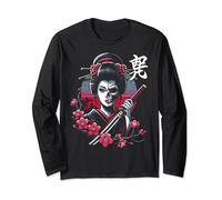 Japanese Samurai Floral Warrior Geisha Cold in japanese kanj Long Sleeve T-Shirt