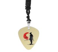 Japanese Samurai General Warrior Guitar Pick Pendant Necklace for Acoustic Electric Bass Players Guitar Accessories Guitarist Gifts