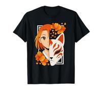 Japanese Samurai Girl Mask Kitsune Sword Art Anime T-Shirt