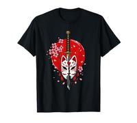 Japanese Samurai Mask Anime Kitsune Fox Oni Monster T-Shirt