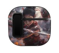 Japanese Samurai Monster Cute Case Compatible with AirPods 4 Protective Cover with Automatic Lock