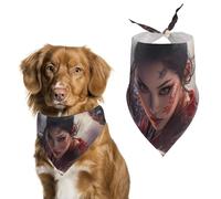 Japanese Samurai Monster Funny Dog Bandanas Puppy Triangle Scarf Washable Bib for Small Medium Large Pet