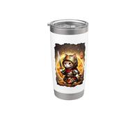 Japanese Samurai Ninja cat Kawaii Tattoo Graphic Stainless Steel Insulated Tumbler