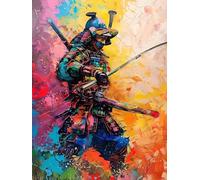 Japanese Samurai Paint by Numbers for Adults Beginner, Painting by Number Kits On Canvas, DIY Color Oil Painting Paints, Simple Paint by Numbers for Children, Home Wall Decor 12x16in/30x40cm M-877