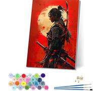 Japanese Samurai Paint by Numbers for Adults With Frame, Paint by Numbers Katana, Easy Diy Oil Painting Kits on Canvas with Brushes, Hobbies for Women, Home Wall Decor, Gifts for Women 40x52in 7-3067