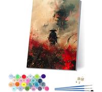 Japanese Samurai Paint by Numbers for Adults With Frame, Paint by Numbers Landscape, Easy Diy Oil Painting Kits on Canvas with Brushes, Hobbies for Women, Home Wall Decor Gifts 12x16in 0-6086