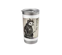 Japanese Samurai Panda Katana Graphic Ukiyo-e Art Vintage Stainless Steel Insulated Tumbler