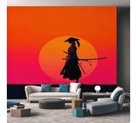 Japanese Samurai Photo Wallpaper for Bedroom, Asian Oriental Wall Mural for Living Room, Red Wallpaper 200x140 Nonwoven Wall Paper Home Decor W&11