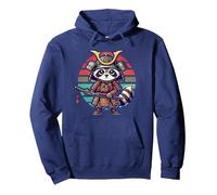 Japanese Samurai Raccoon For Men Boys Women Kids Pullover Hoodie, Adult Unisex, Navy Blue, Medium