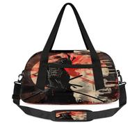 Japanese Samurai Red Sun Kids Overnight Duffle Bags Boys Girls Teen Sports Gym Bag for Weekender Travel Gymnastics Dance Ballet