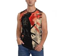 Japanese Samurai Red Sun Men's Tank Top Mens Vests Casual Sleeveless T-Shirt for Bodybuilding Summer Gym Workout, Medium