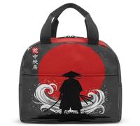 Japanese Samurai Red Sun Reusable Leakproof Insulated Lunch Bag Men Mens Lunch Box for Work Thermal Cooler Bag 23x13x21cm (9x5x8in) (02)