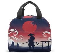 Japanese Samurai Red Sun Reusable Leakproof Insulated Lunch Bag Men Mens Lunch Box for Work Thermal Cooler Bag 23x13x21cm (9x5x8in) (03)