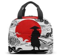 Japanese Samurai Red Sun Reusable Leakproof Insulated Lunch Bag Men Mens Lunch Box for Work Thermal Cooler Bag 23x13x21cm (9x5x8in) (01)