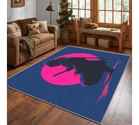 Japanese Samurai Rug, Anime Cyberpunk Ninja Warrior Area Rug 160x200cm, Machine Washable Rug for Living Room, Bedroom, Non Slip Soft Carpet, Japanese Decorations Home Decor & Gifts D#1182
