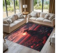 Japanese Samurai Rugs for Living Room Bedroom, Asian Oriental Sunset Area Rugs Large 120x170 cm, Washable Non Slip Pattern Carpet Home Decor C21