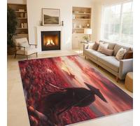 Japanese Samurai Rugs Living Room Asian Oriental Anime Area Rugs for Bedroom 140 x 200, Printed Anti Slip Washable Short Pile Carpet for Kitchen Home Decor C-N2