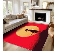Japanese Samurai Rugs Living Room Asian Oriental Area Rugs for Bedroom 100 x 150, Printed Anti Slip Washable Short Pile Carpet for Kitchen Home Decor C-N8