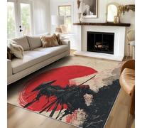 Japanese Samurai Rugs Living Room Asian Oriental Area Rugs for Bedroom 120 x 170, Printed Anti Slip Washable Short Pile Carpet for Kitchen Home Decor C-N7