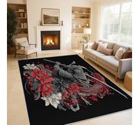 Japanese Samurai Rugs Living Room Large 140x200, Asian Oriental Area Rugs for Bedroom, Non Slip Low Pile Soft Flannel Carpet, Bedroom Accessories H-26