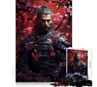 Japanese Samurai Sakura 1000 Pieces Jigsaws Adults Puzzles Gifts Creative Play Nice Thick Real Challenge Great Gift (50x75cm)