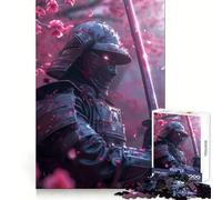 Japanese Samurai Sakura Jigsaw 1000 Pieces for Adults Calm Game Stress Less Joyful Challenge Night Activity (38x52cm)