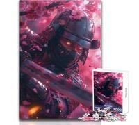 Japanese Samurai Sakura Jigsaw Puzzle 1000 Educational Fun Learning Activity Game Perfect Thoughtful Gift for Any Occasion Size 38x26cm
