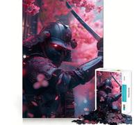 Japanese Samurai Sakura Jigsaw Puzzle 1000 Pieces Recall Boost Smooth Connection Real Challenge Birthday Idea (38x52cm)