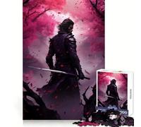 Japanese Samurai Sakura Jigsaw Puzzles 1000 Pieces for Teenagers Anxiety Relief Precise Connection Fun Hobby Fine Art (38x52cm)