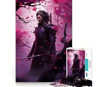 Japanese Samurai Sakura Jigsaw Puzzles for Adults1000 Pieces Recall Enhancer Stress Relief Play Pattern Build Unique Gift (38x52cm)