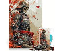 Japanese Samurai Skeleton Jigsaw Puzzle for Adults 1000 Pieces Mind Exercise Anxiety Relief Family Play Birthday Surprise (38x52cm)