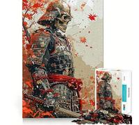 Japanese Samurai Skeleton Jigsaw Puzzles for Adults 1000 Pieces Recall Enhancer Creative Play Pattern Build Birthday Gift (50x75cm)