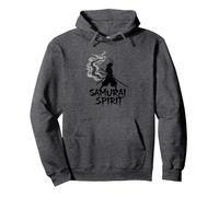 Japanese Samurai Spirit Warrior Art for Men Pullover Hoodie, Adult Unisex, Dark Heather Grey, XXL
