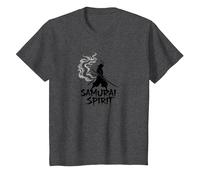 Japanese Samurai Spirit Warrior Art for Men T-Shirt, Kids, Dark Heather Grey, 12 Years