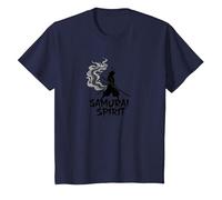 Japanese Samurai Spirit Warrior Art for Men T-Shirt, Kids, Navy, 3 Years