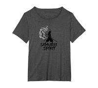 Japanese Samurai Spirit Warrior Art for Men T-Shirt, Women's Plus, Dark Heather Grey, 2X